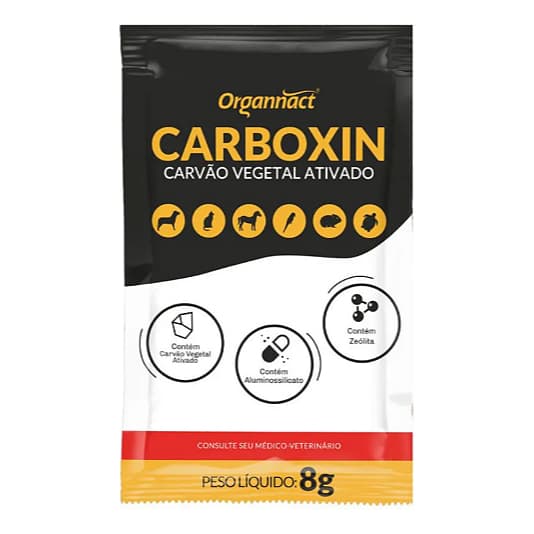 Carboxin Suplemento Digestivo para Cães Gatos Sachê 8g Carvão Vegetal Ativado Carvão Ativado em pó