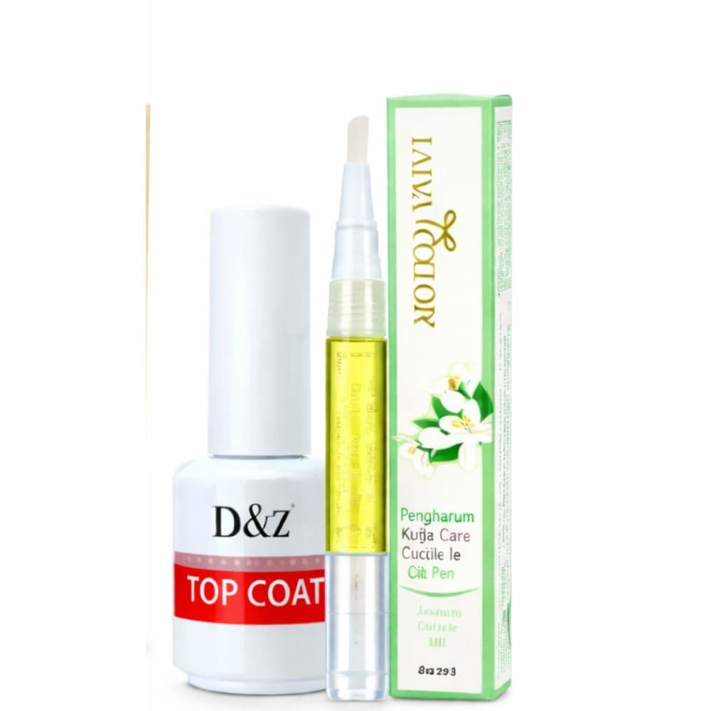 Kit Top Coat D&z + Óleo Cutícula Alongamento Unhas Colorido