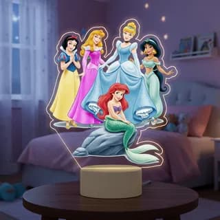 Luminária LED UV Colorida Princesas Disney Presente Criativo
