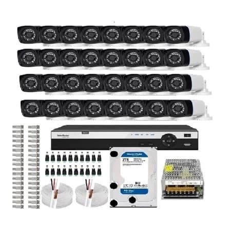 Kit Cftv Dvr 32 Canais Intelbras 1232mhdx 32 Câmeras Hd 1080p