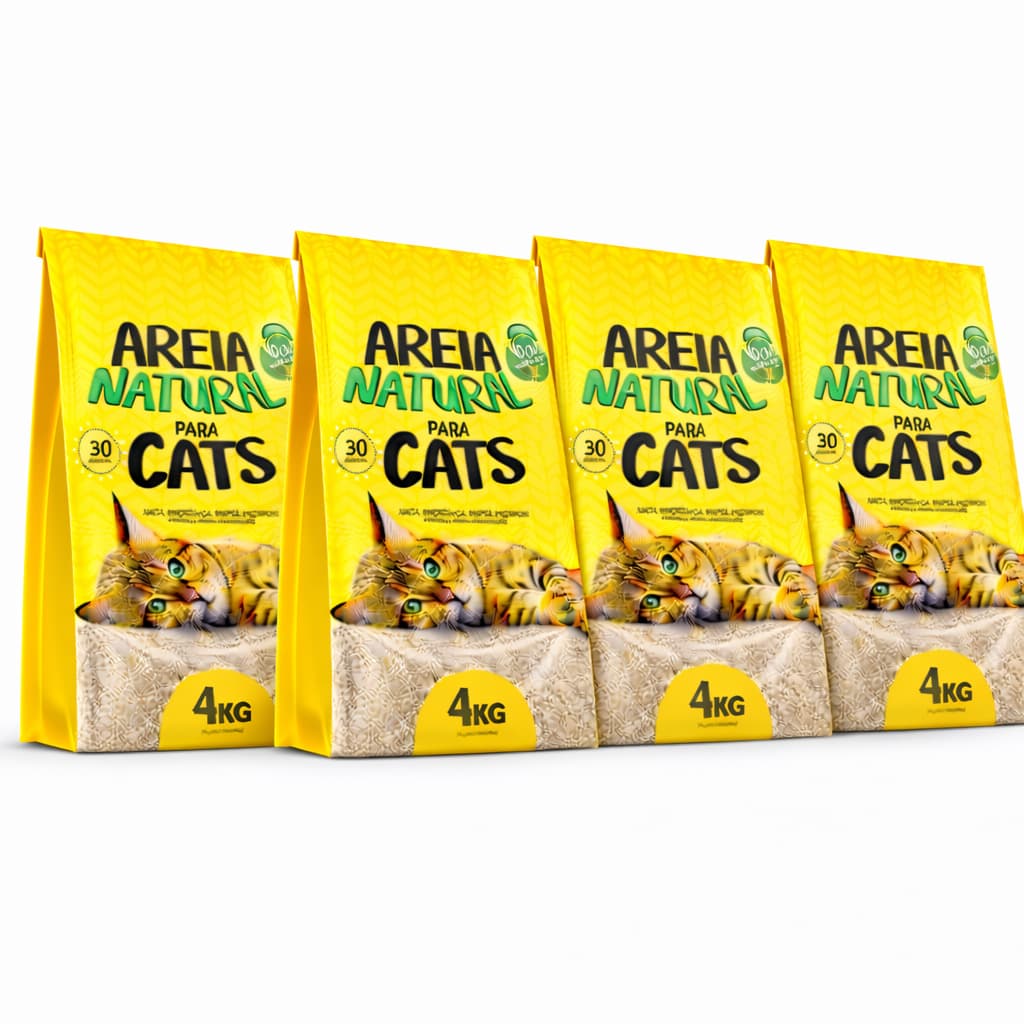 Areia Higiênica Natural Biodegradável Gatos Tiger Cats 2kg forma torroes firmes em 5 minutos kit 4unids