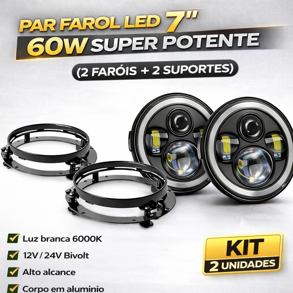 Par Farol Led Angel Eyes Fusca Kombi Com Suportes