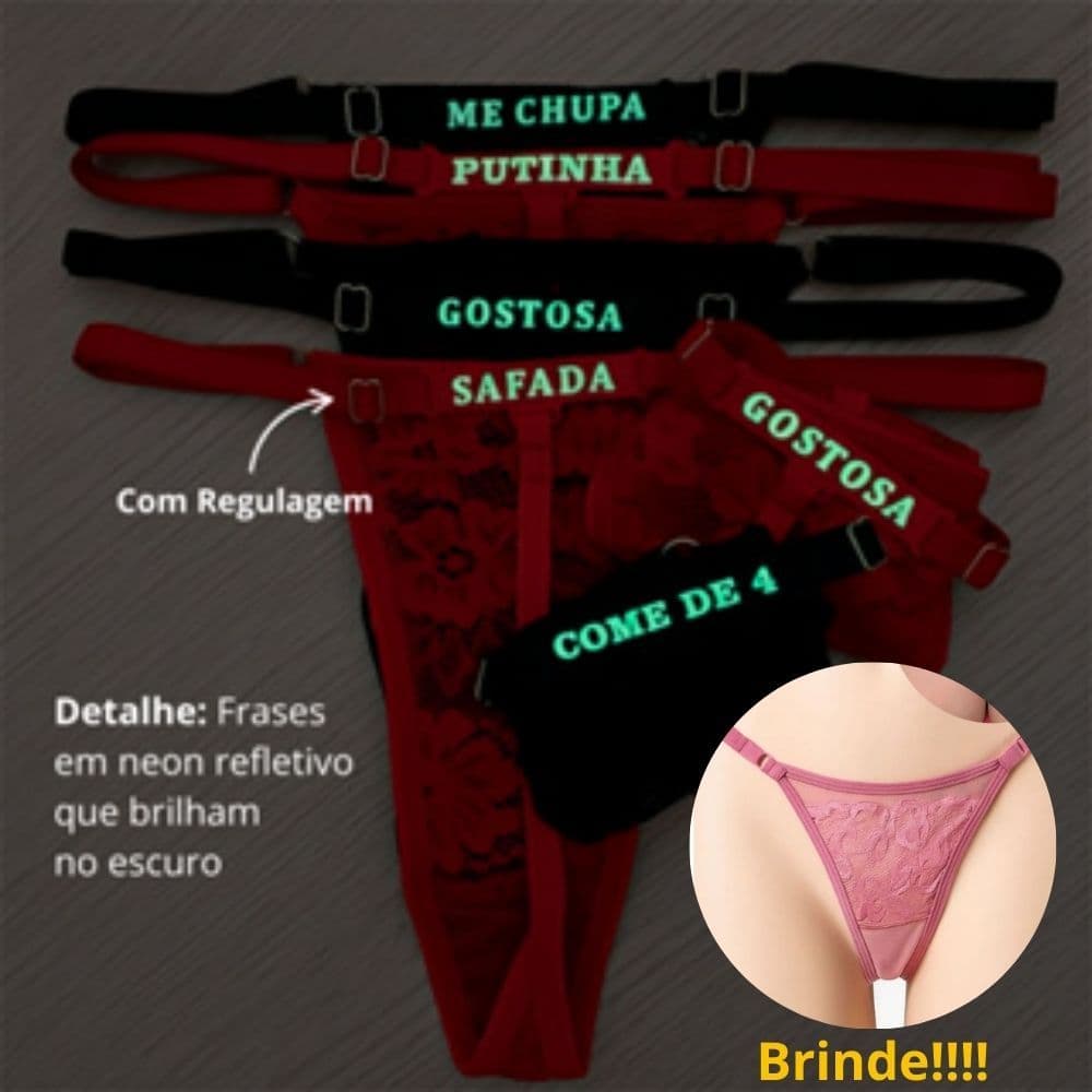 Calcinha em Renda com frase Sortida + Brinde de 1 Micro calcinha em Renda