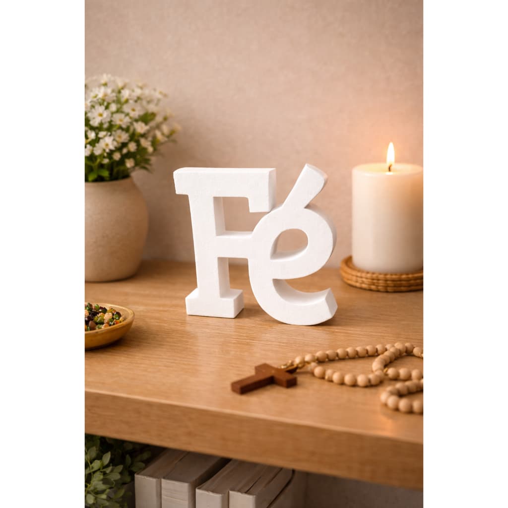 Palavra Fé / Placa Decorativa e Enfeite Minimalista Decoração de Ambientes Modernos
