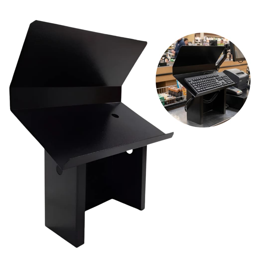 Suporte Balcão Ergonômico para Teclado Checkout Leitor Lojas Supermercados Compacto Prático