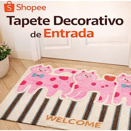 Tapete Entrada Gato Rosa Antiderrapante Welcome Decorativo