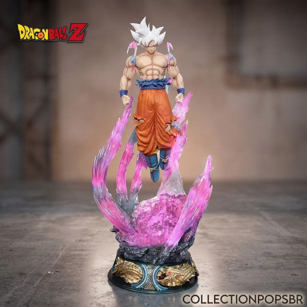 Action Figure Goku Ultra Instinct 25cm Glow Roxa Dragon Ball Figure Premium Colecionável Detalhada