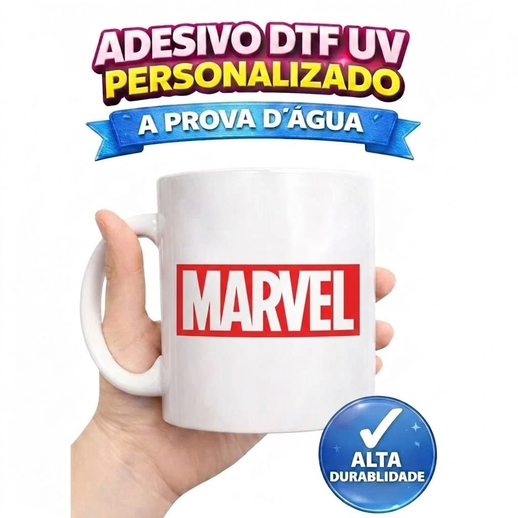 MARVEL ADESIVO DTF 7,5CM - A PROVA D'ÁGUA - ÓTIMA QUALIDADE, RESISTENTE DTF UV, ALTO RELEVO