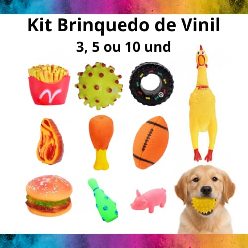 Kit Brinquedos Mordedor Cachorro Pet Filhote Anti Estress Pet Diversos Borracha Vinil
