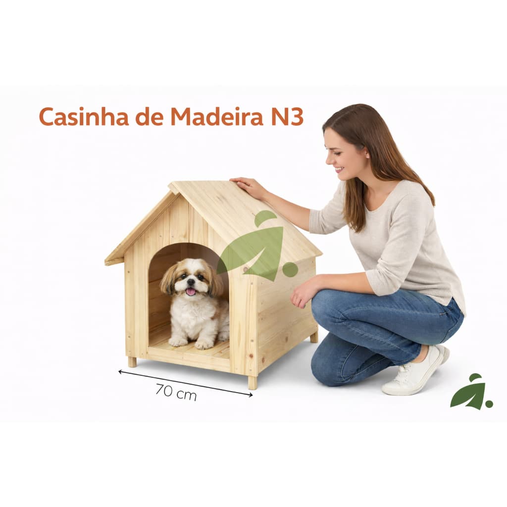Casinha Para Cachorro de Madeira Resistente Casa Pet N3 Desmontável Cães Pequenos e Médios