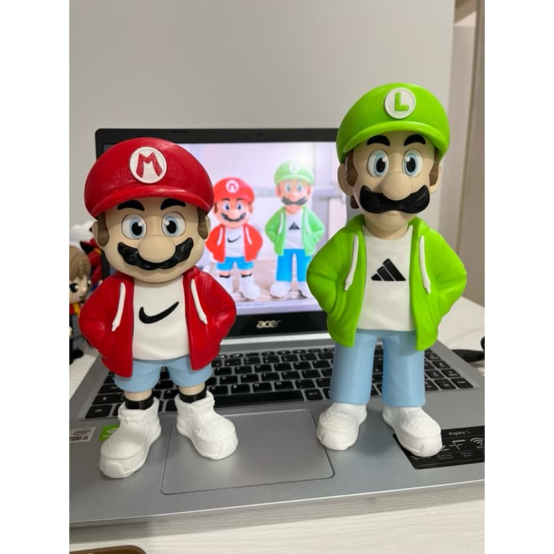 Boneco Mario ou Luigi Urban Impressão 3D Geek Gamer Decoração Colecionável