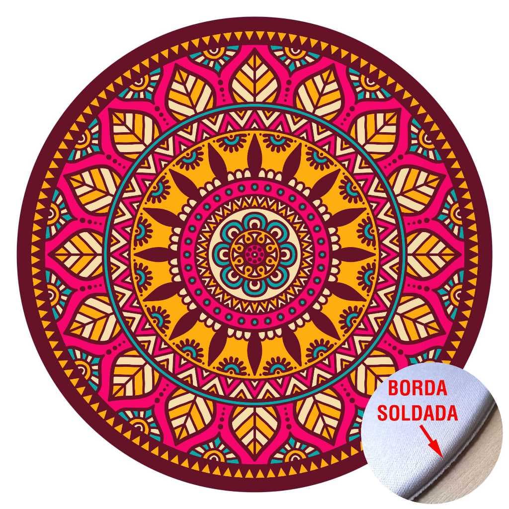 Mouse Pad Redondo Mandala Várias Estampas meditação ioga com Borda Soldada