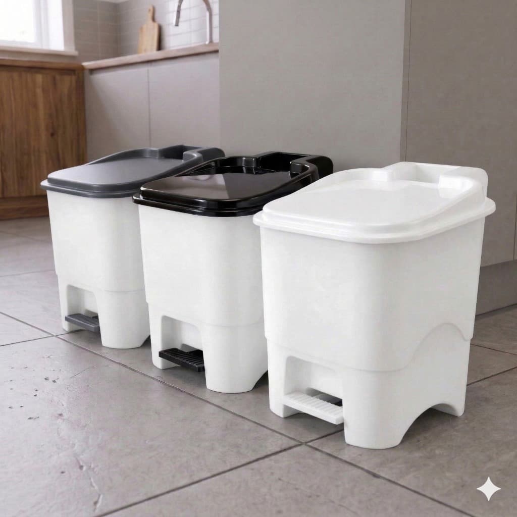 Kit 2 Lixeiras Com Pedal 7 Litros Para Cozinha Banheiro Escritorio