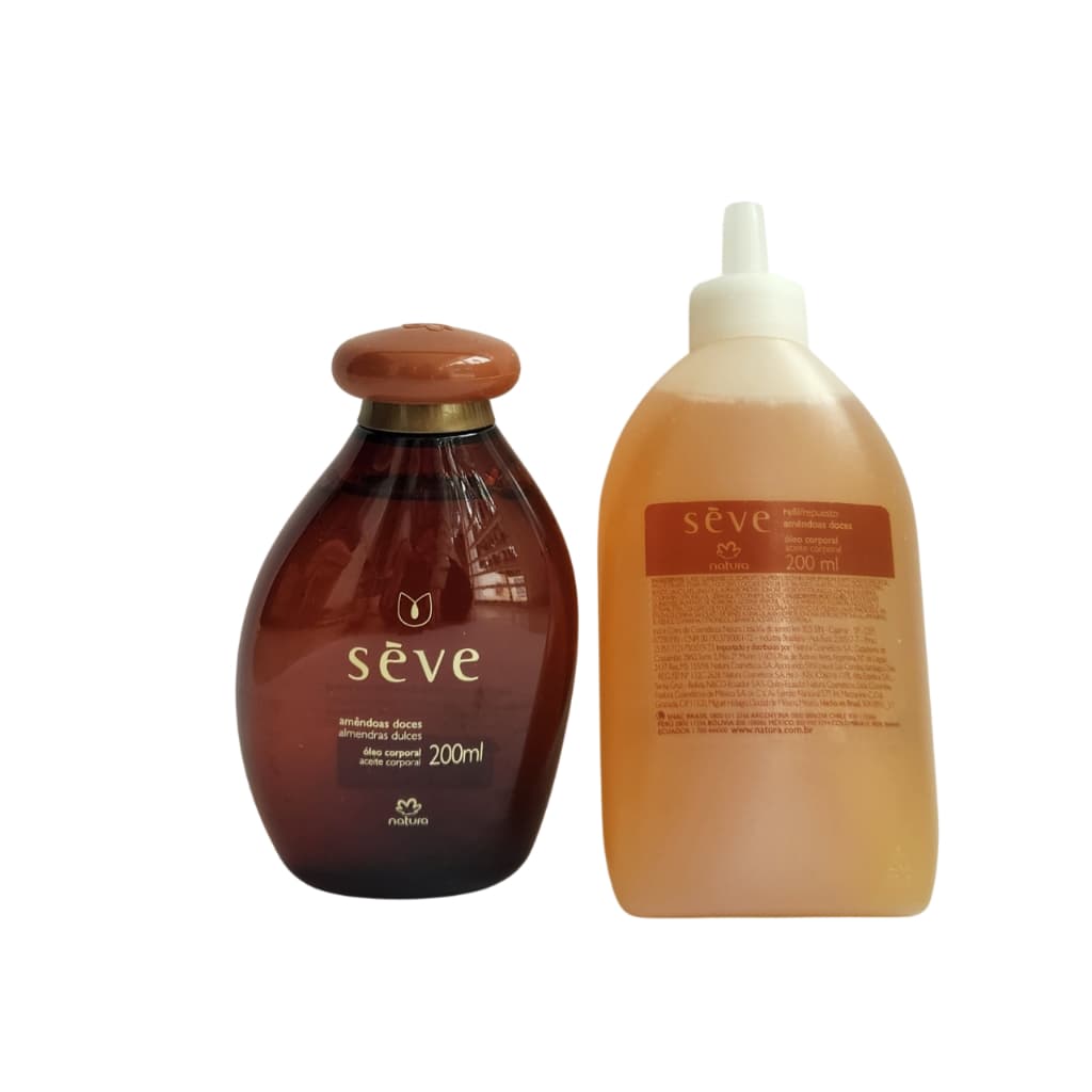 Kit 2 Produtos Natura Original, Óleo Sève Amêndoas Doces 200 ml, Regular + Refil.