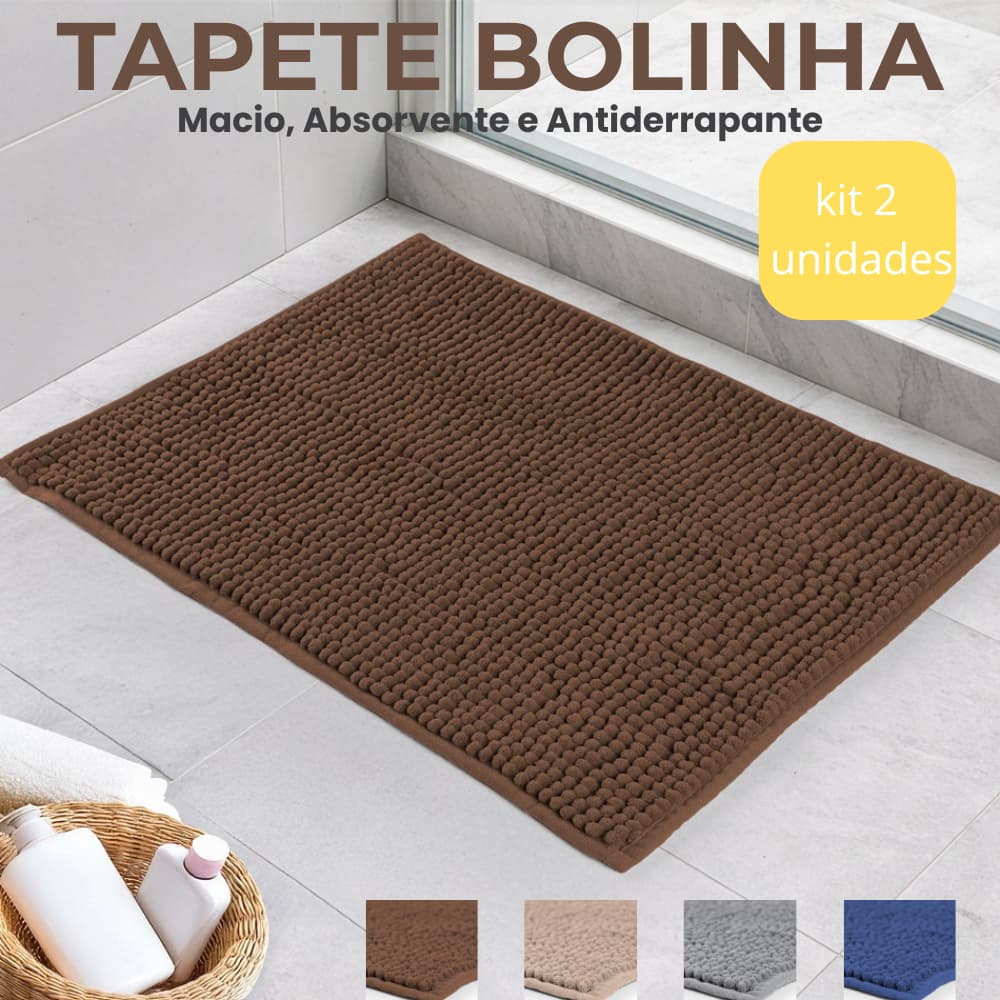 Kit 2 Tapete banheiro bolinha popcorn macarrão antiderrapante alta absorção