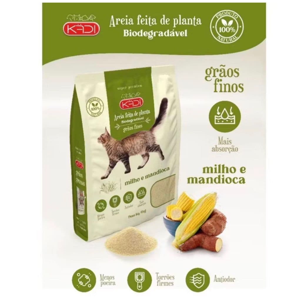 Kadi Areia Higiênica Grãos Finos Para Gatos - 2kg