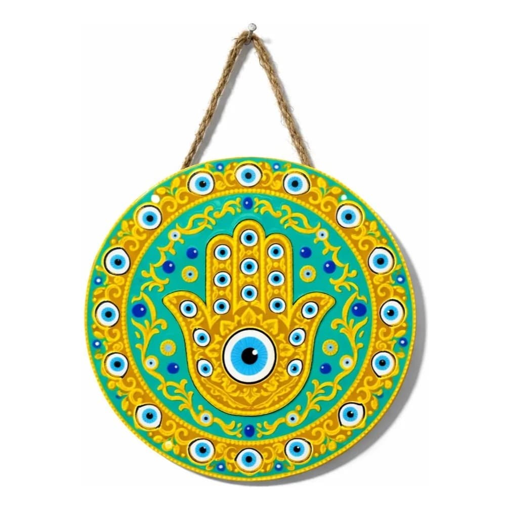 Mão De Fátima Olho Grego Decoração Parede Mandala  Verde