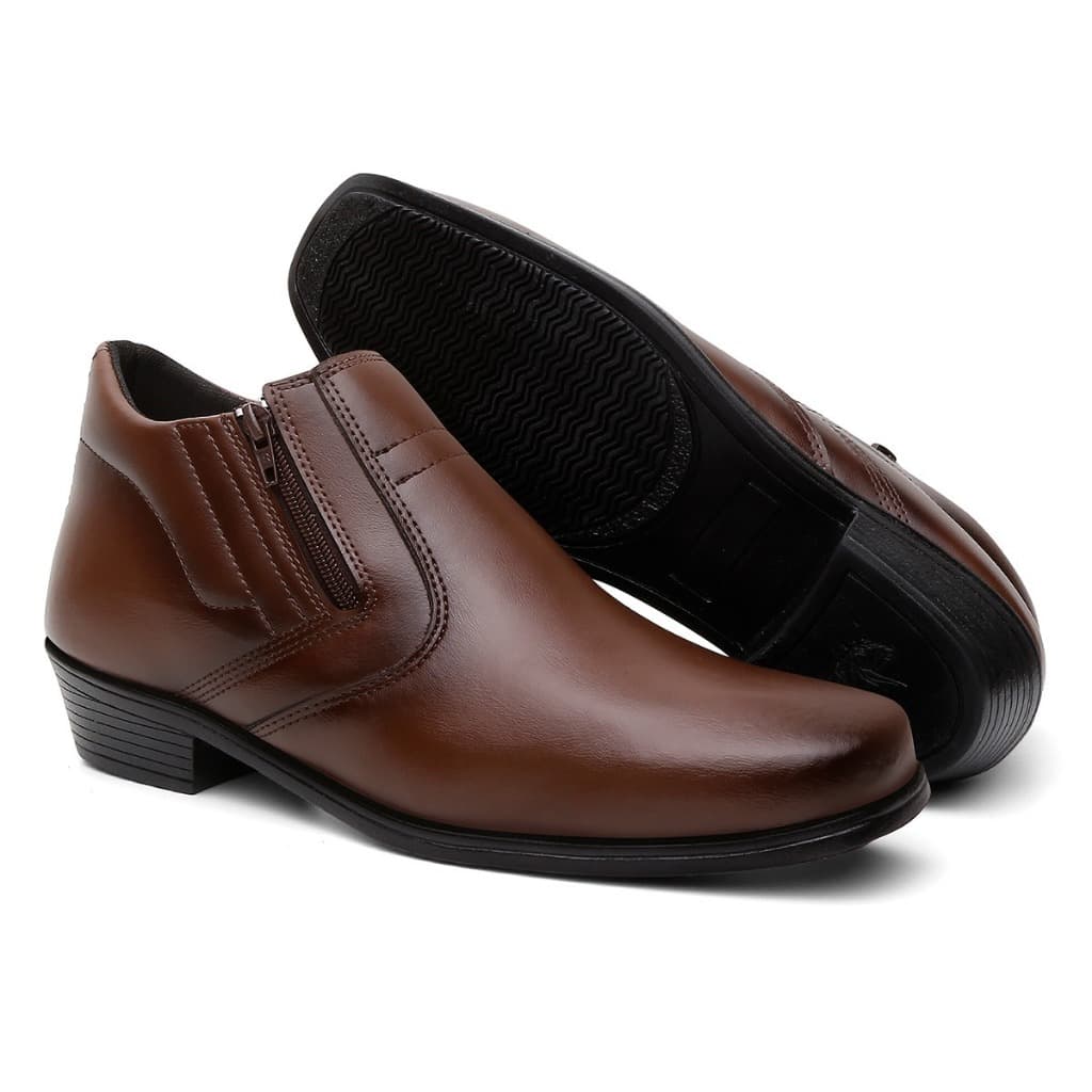 Sapato Social Masculino Marrom com Zíper Lateral – Elegante, Confortável e Prático