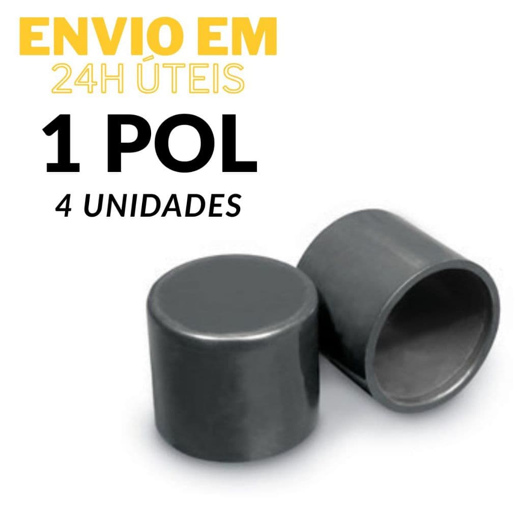 Ponteira Pé Cadeira Pvc Externa 1 Pol 25mm 2,5cm Preta 4 Un Preto
