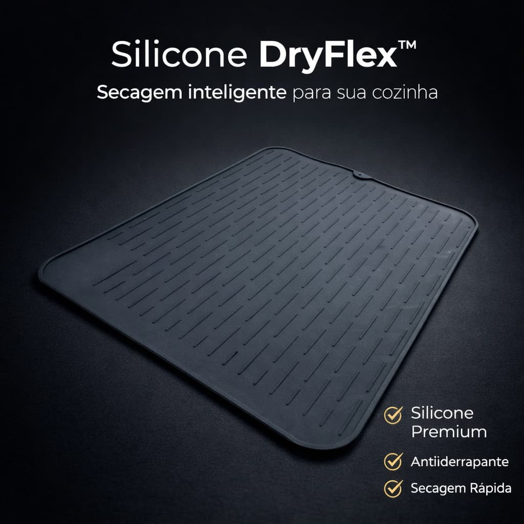 Tapete Escorredor Silicone Antiderrapante Facil Limpeza Secagem Rapida 40 Cm