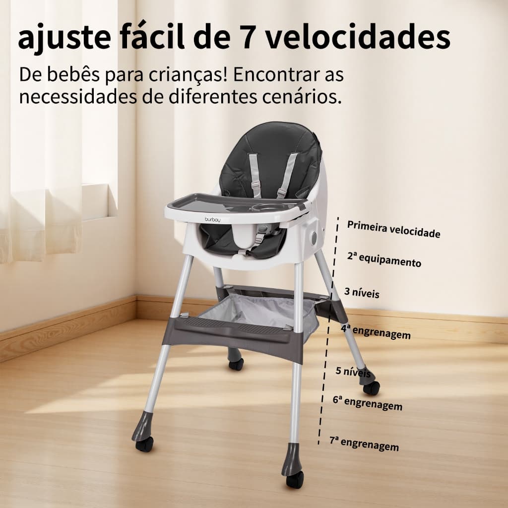 Cadeira de Alimentação Infantil Dobrável 3 em 1 – Cadeira Alta para Bebê, Multifuncional, Portátil e Segura