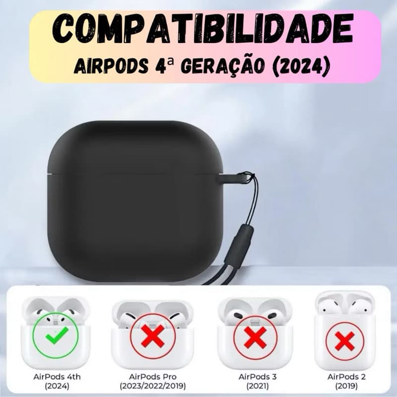 Capa Protetora de Silicone para Airpods 4 - Proteção Contra Quedas e Arranhões, Fácil de Limpar