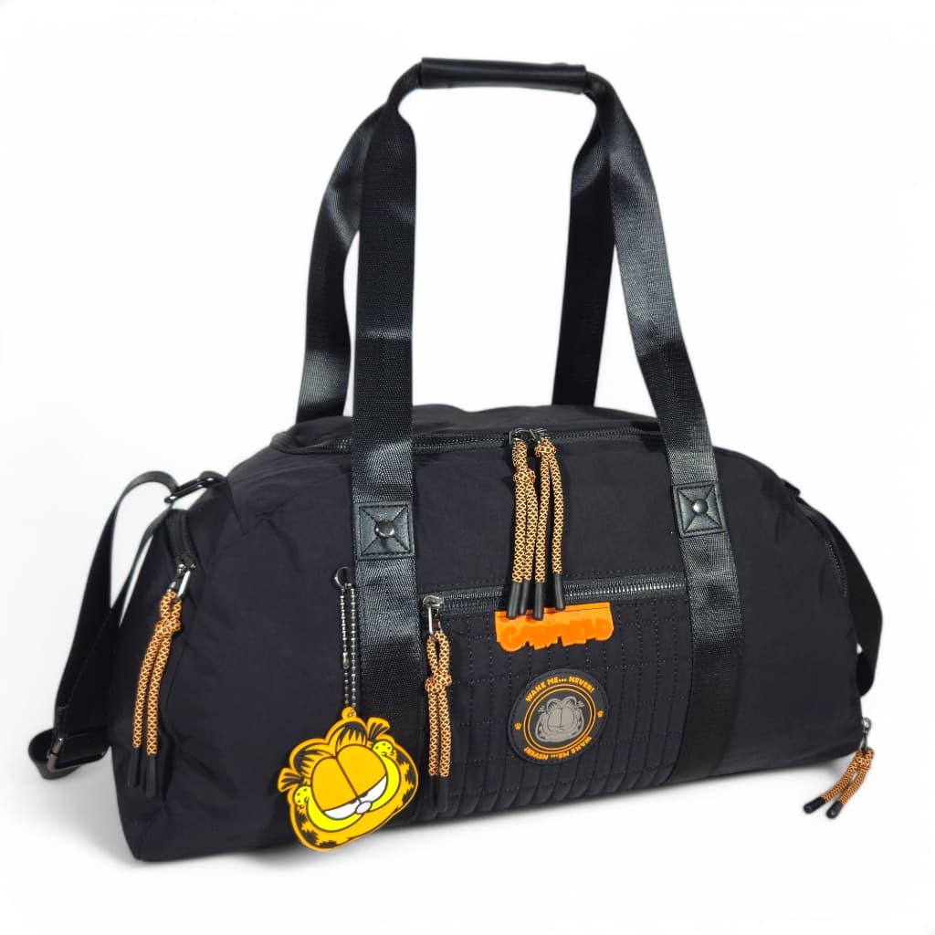 Bolsa Sacola Garfield Original Preta Viagem Academia Esportiva Grande Ombro Alça Transversal