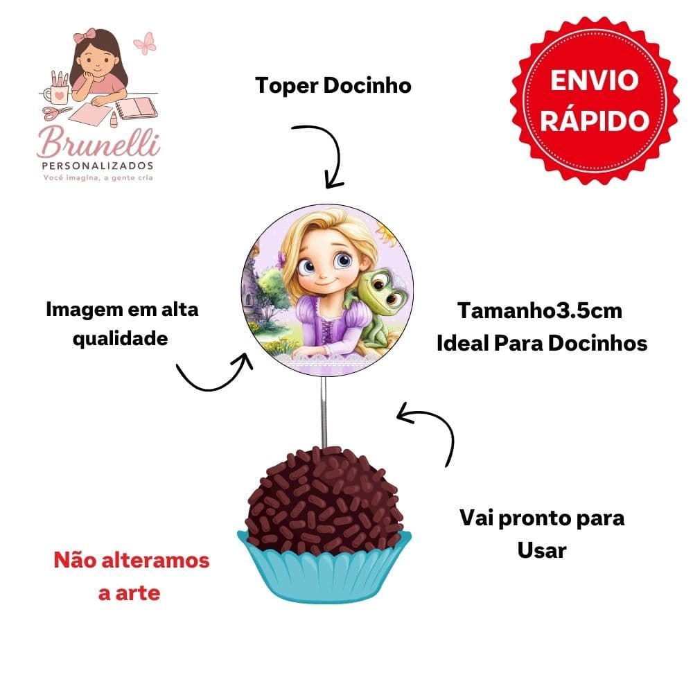 Topper para Docinhos Cinderela – 25 unidades | Decoração Festa Infantil