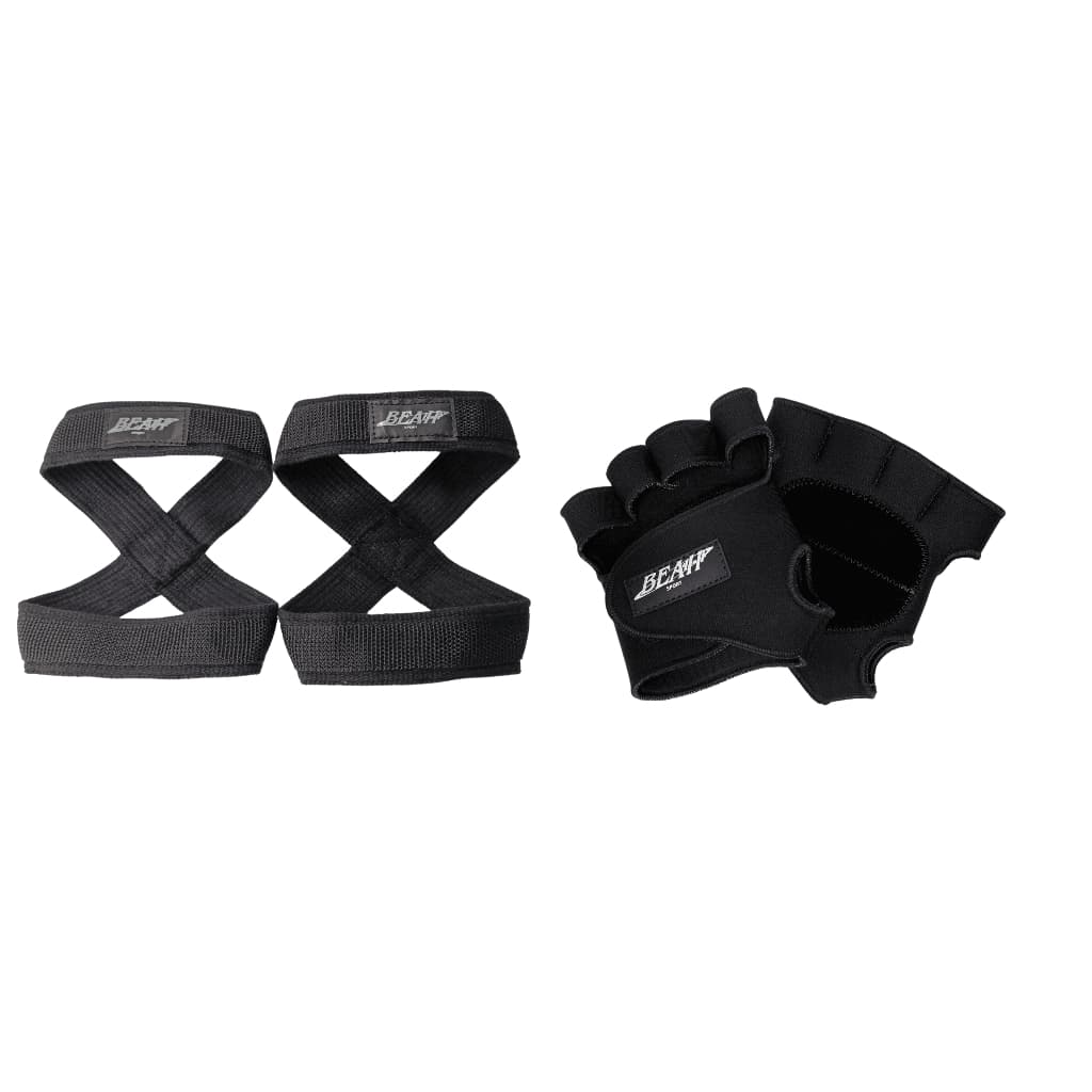 Kit 1 Par De Luvas De Academia ro + 1 Par de Talas Straps 8 Preto Para levantamento de peso