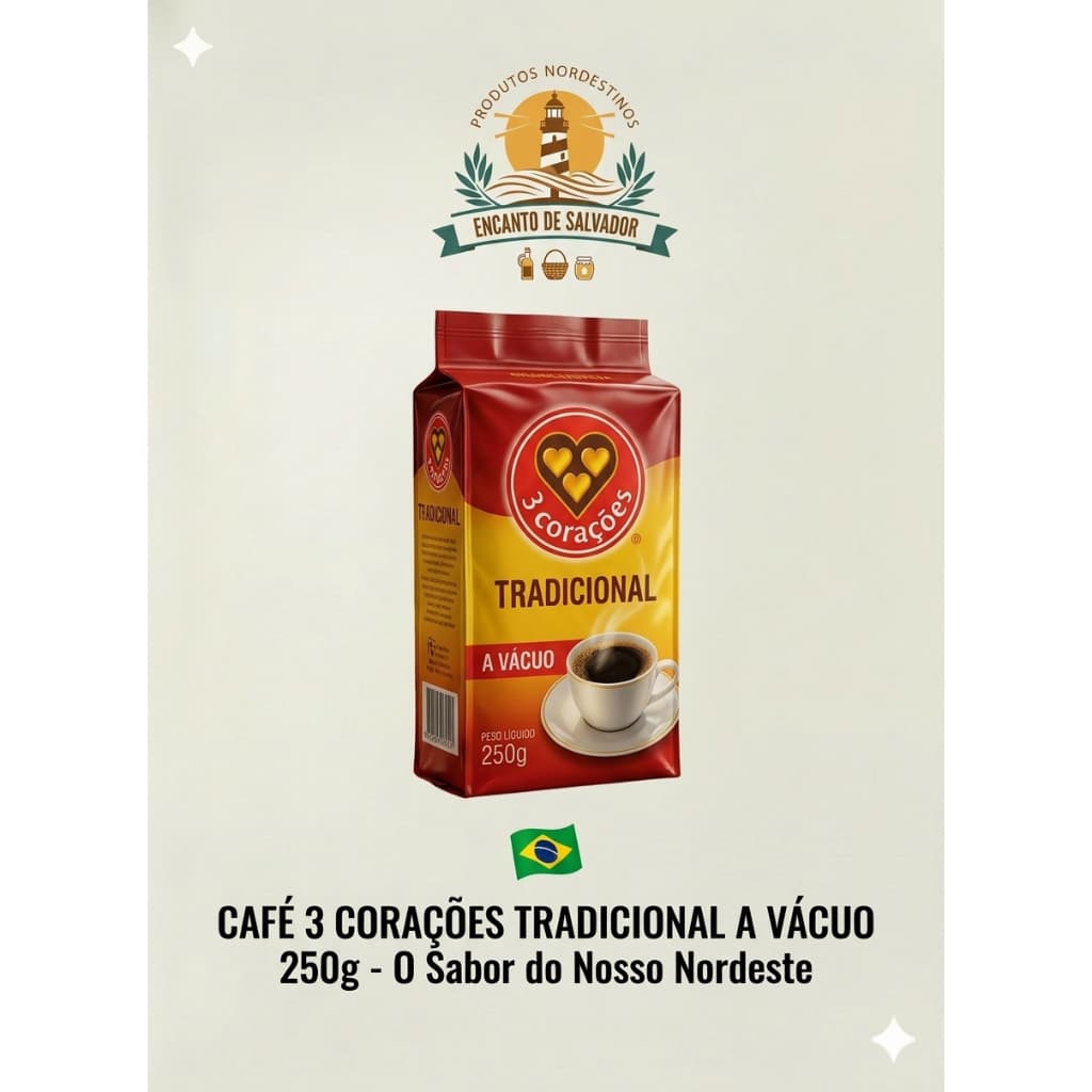 Café 3 Corações Tradicional 250g, moído e torrado - O sabor do Nordeste