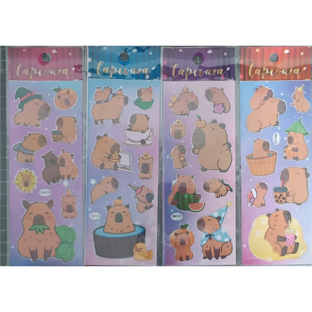 Kit Com 4 Cartelas De Adesivos Da Capivara