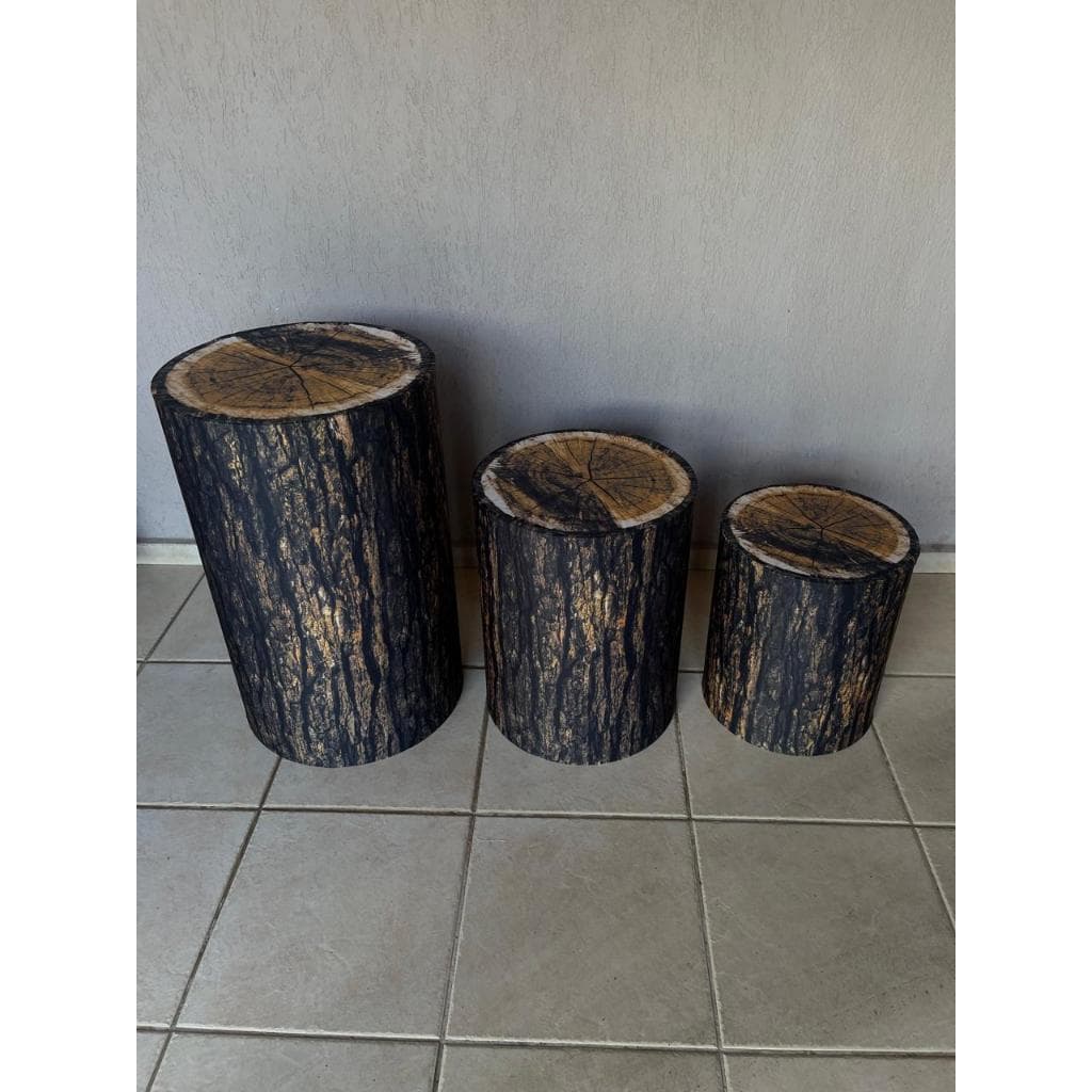 Kit de capas veste fácil para cilindros em malha sublimada efeito 3d de tronco de madeira escura