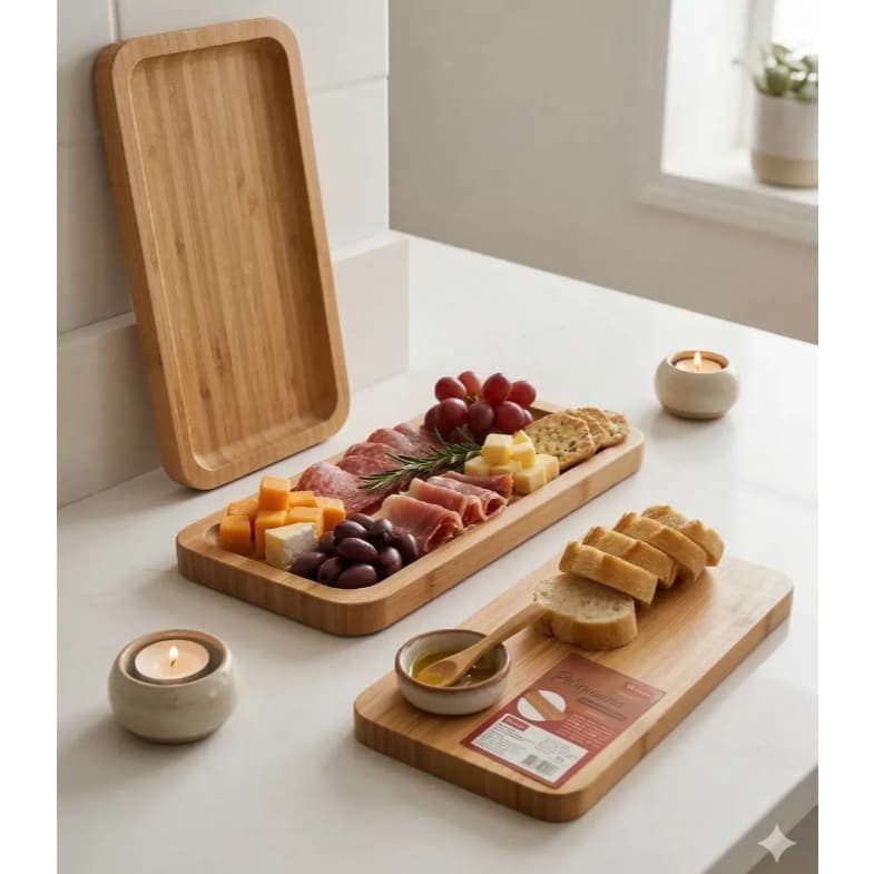 Petisqueira Bambu Retangular 26cm Bandeja Servir Petiscos
