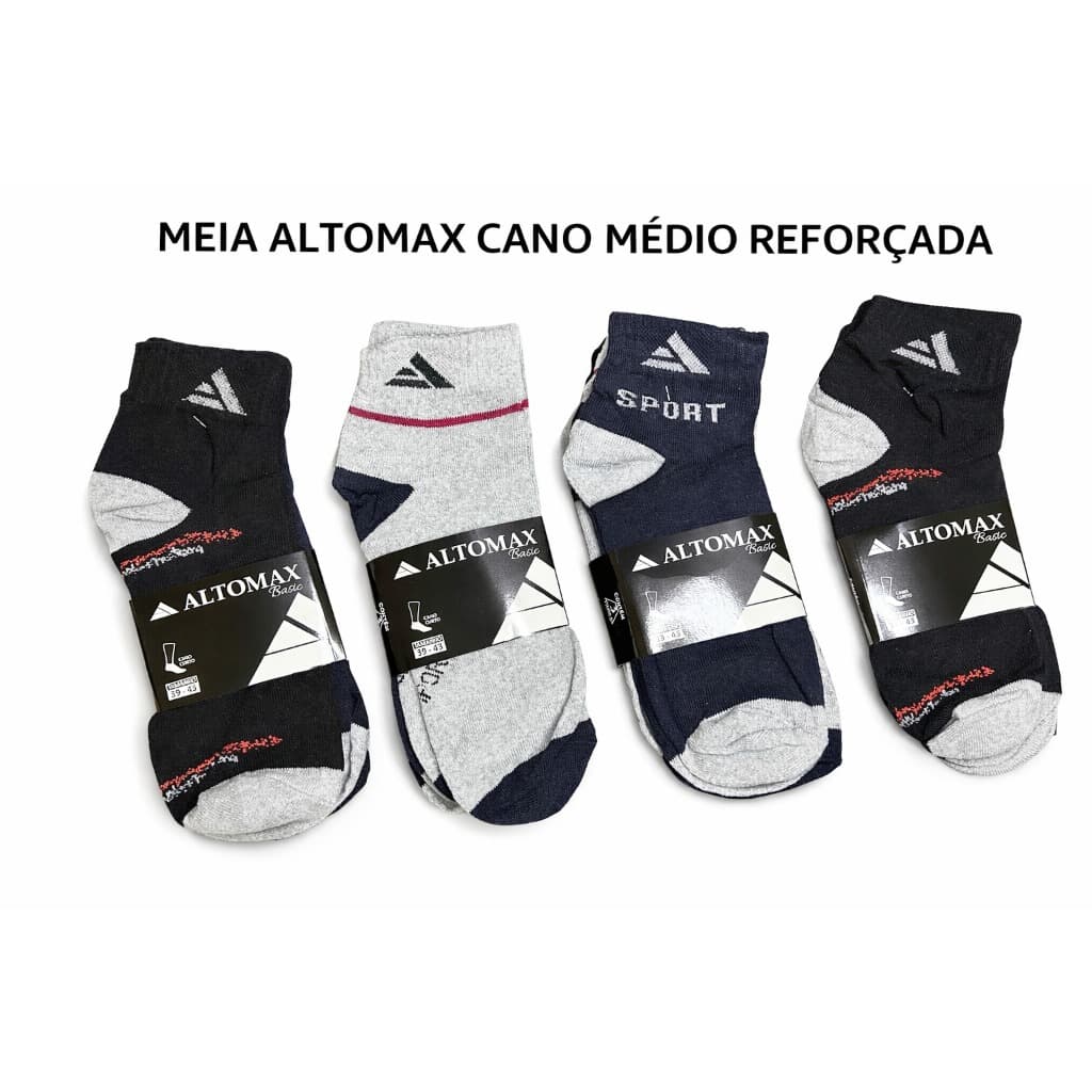 KIT 9 e 12 PARES DE MEIAS ALTOMAX CANO MÉDIO DE ALTA QUALIDADE GROSSA DE ALGODÃO