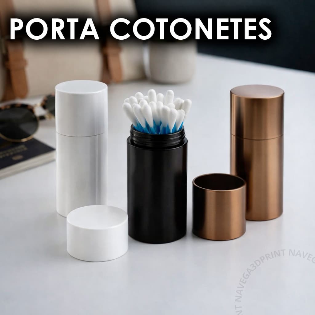 Porta Cotonetes Portátil Premium Com Tampa | Portátil | Viagem | Prático | Alta Qualidade | Compacto