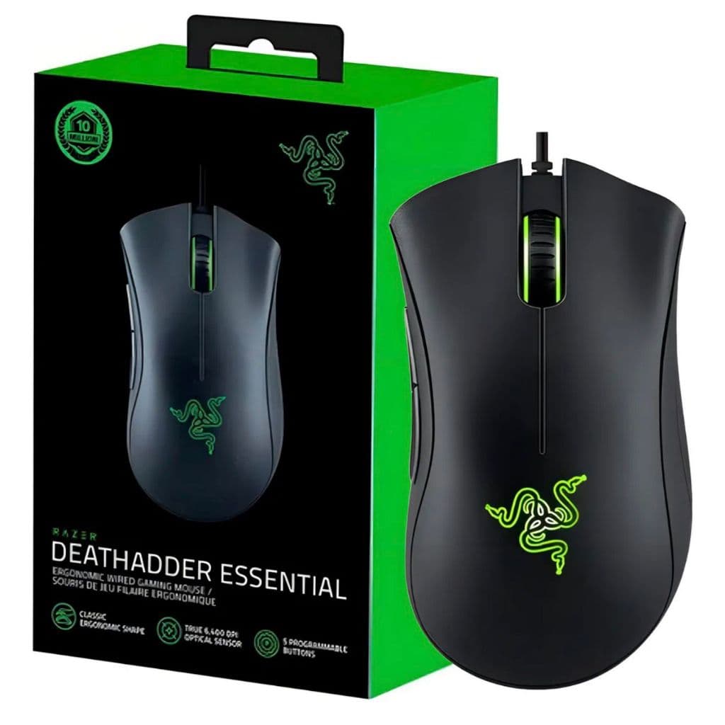 Mouse Gamer Razer com fioDeathadder Essential, Mechanical Switch, 5 Botões 4G, 6400DPI - RZ01-03850100-R3U1