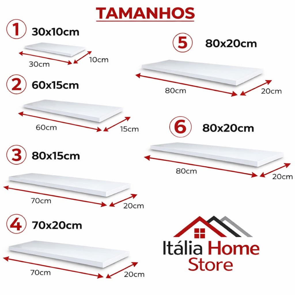 Prateleiras Brancas 100% MDF Decorativas Com Kit Instalação Sala Cozinha Quarto Banheiro chapa 15mm