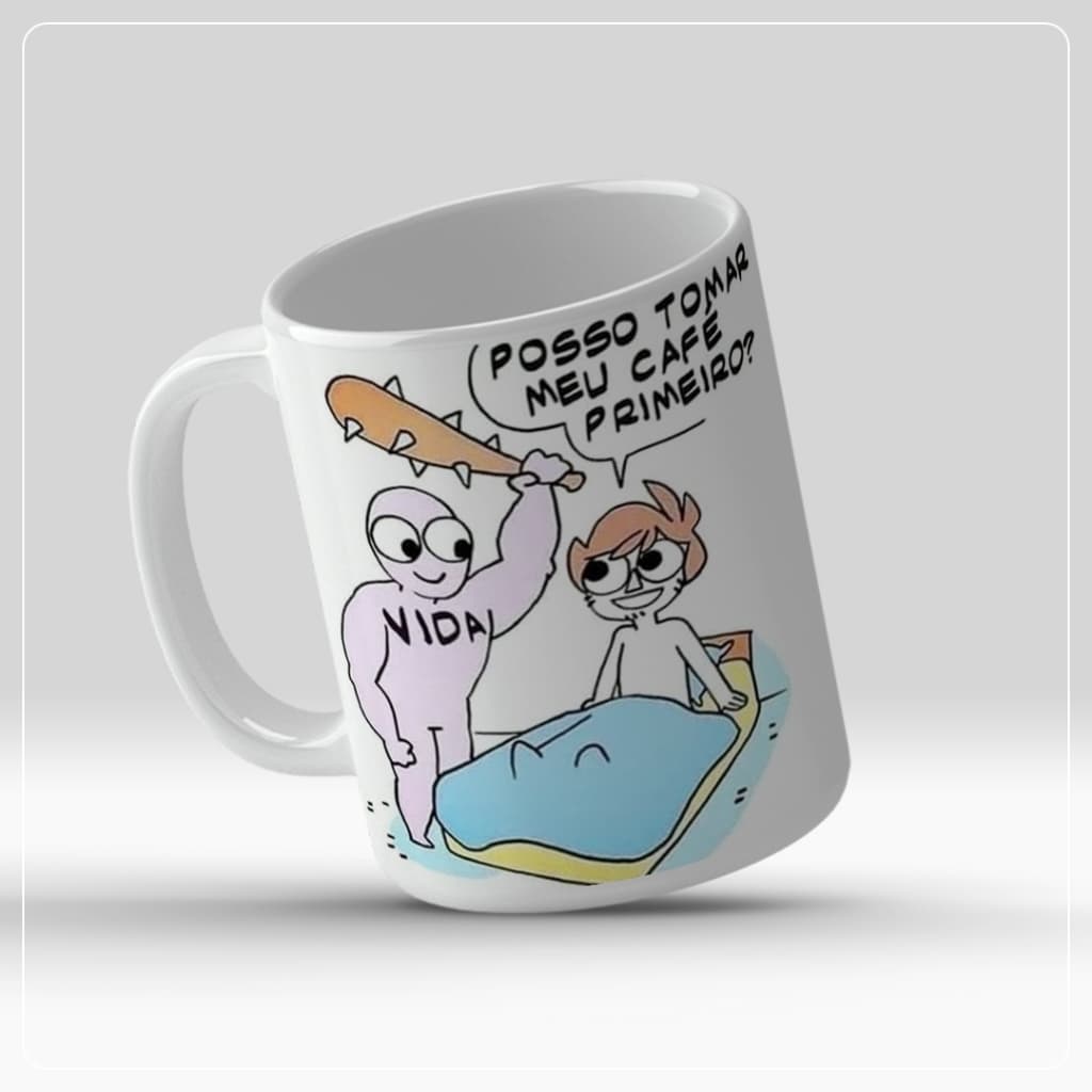 Caneca humor Apanhando da Vida - Meme - Presente engraçado