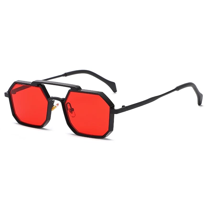 Óculos De Sol Bulier Modas Veneza, Cor Vermelho Armação De Aço Steampunk Preto Prateado Dourado Moda