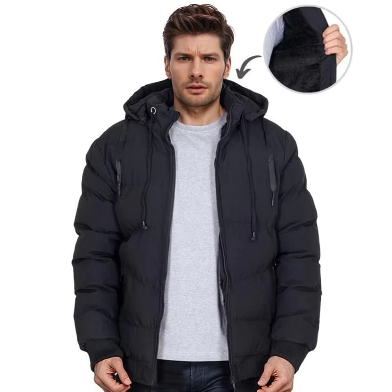 Jaqueta Bobojaco Puffer Masculina com Capuz Peluciada por dentro Exclusiva para Máximo Conforto