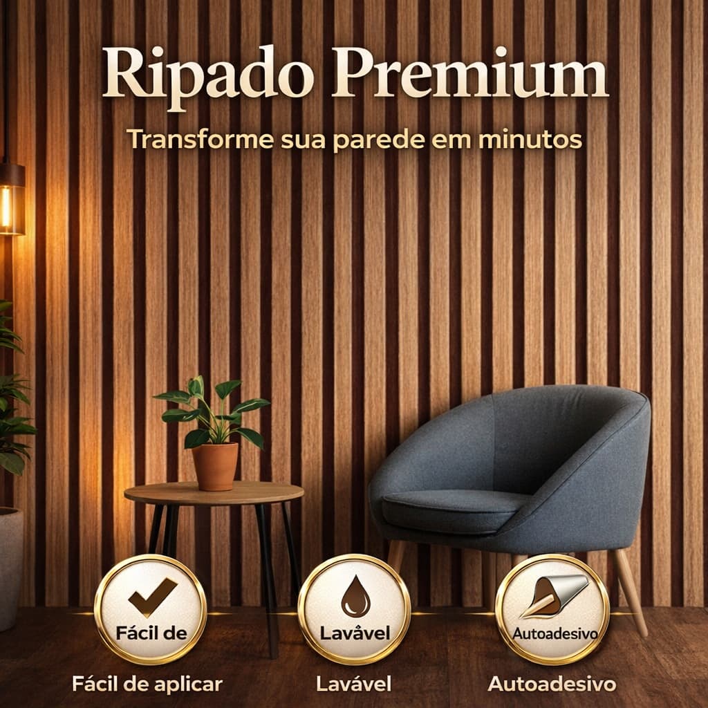 Papel De Parede Adesivo Ripado Madeira Lavável Quarto Sala Banheiro  Corredor 10 METROS X 45cm
