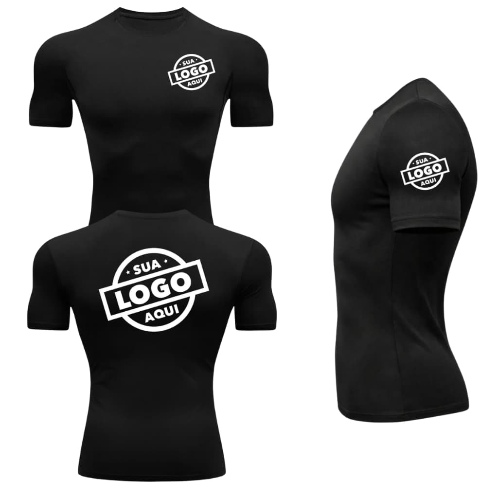 Camisa de Compressao Manga Curta Personalizada com Sua Logo Treino Academia Esportiva Ginastica