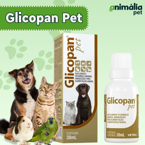 Glicopan Pet Suplemento vitamínico para cão, gato, aves e roedores 30ml - Vetnil