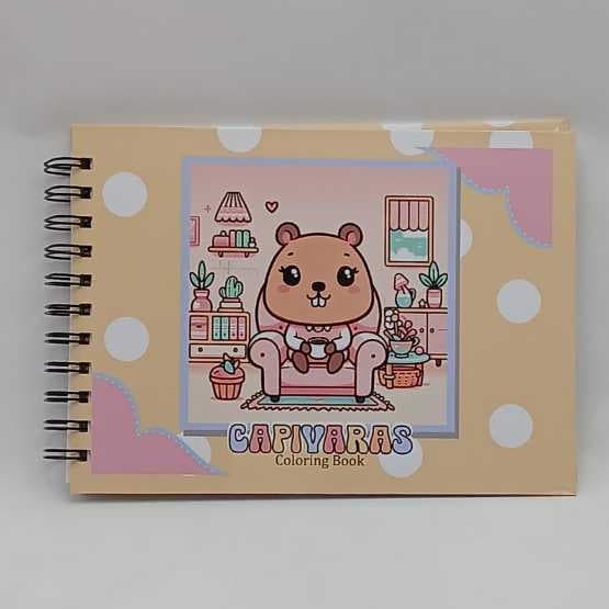 Livro de Colorir Capivara Capa Dura 50 Folhas de 90gr Com protetor Anti-Manchas