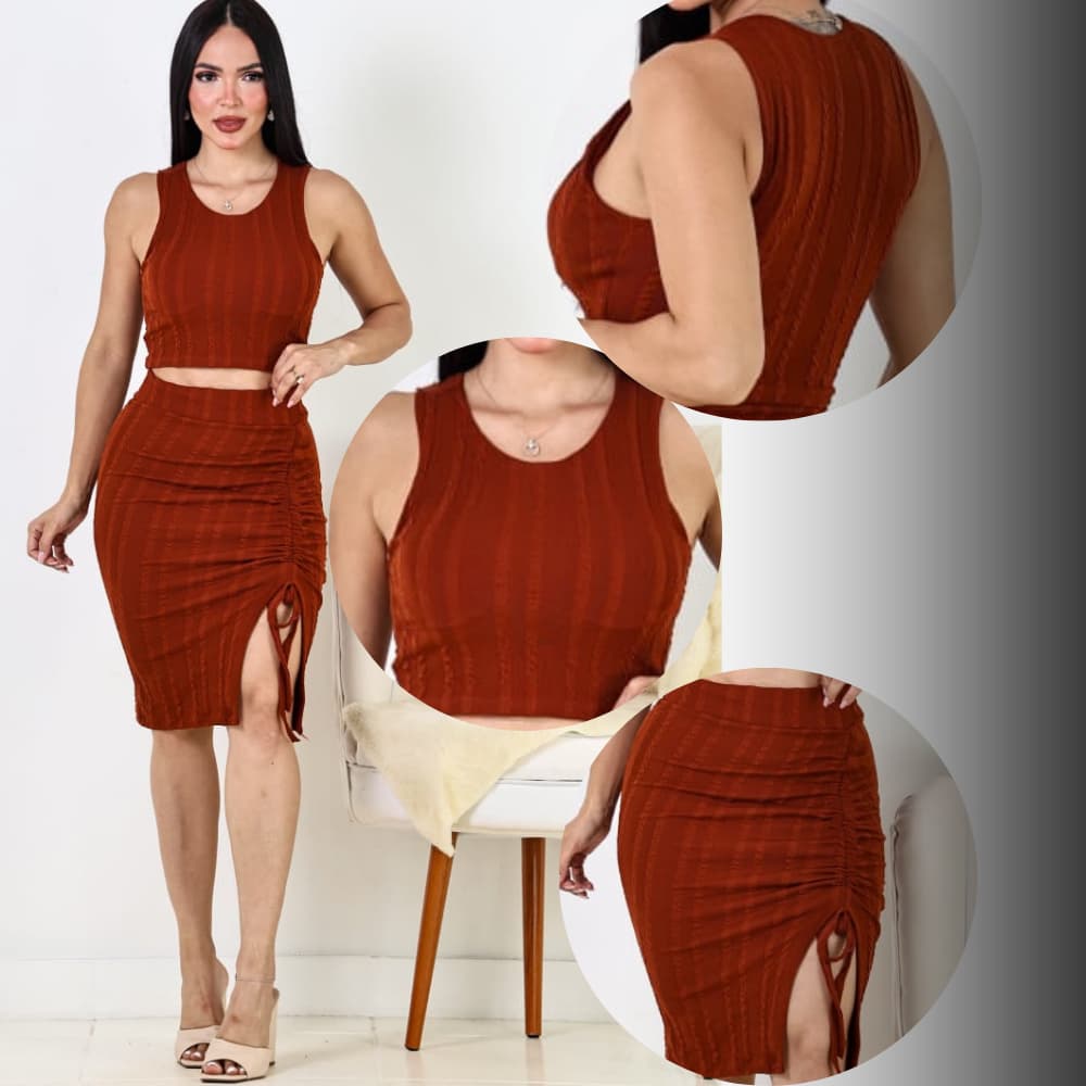CONJUNTO FEMENINO SAIA CROPPED EN MALHA
