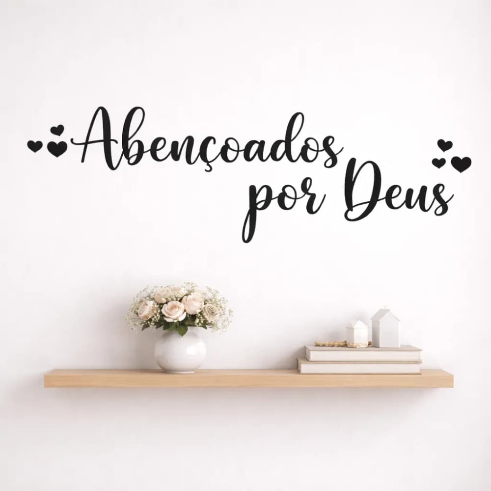 Quadros Decorativos Abençoados por Deus Love e Geométrico Amor + Frase Quarto Sala