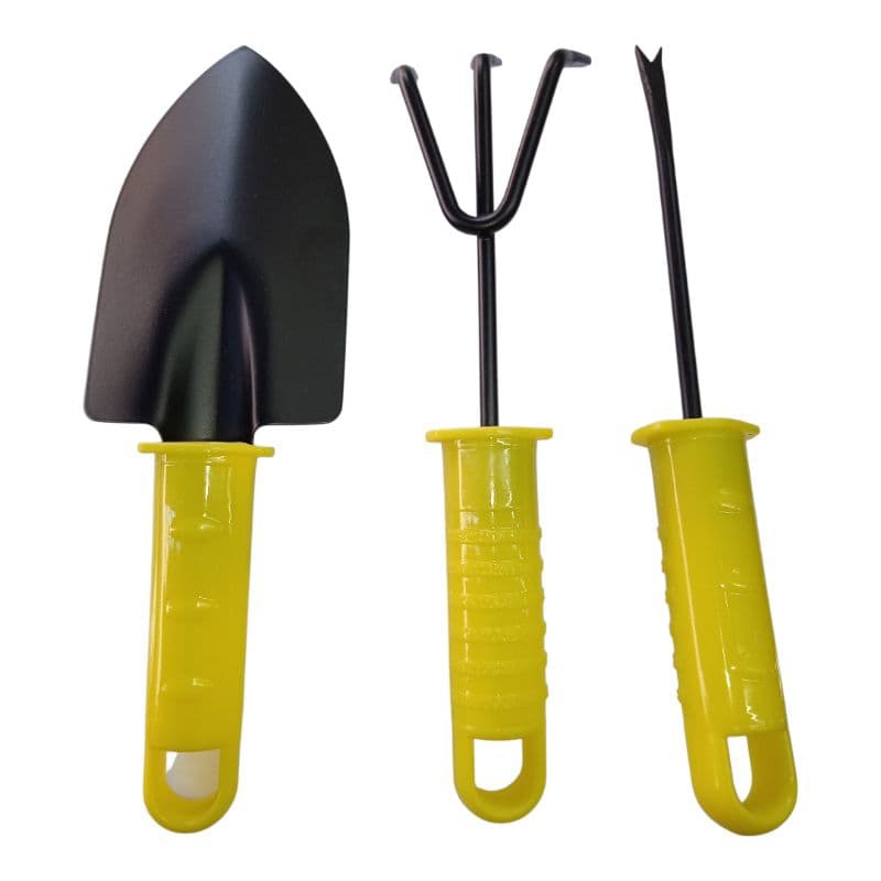 Kit Jardinagem 3 Peças Pá Rastelo Ferramentas Jardim Horta Plantas Vaso a pronta entrega ID-0395E