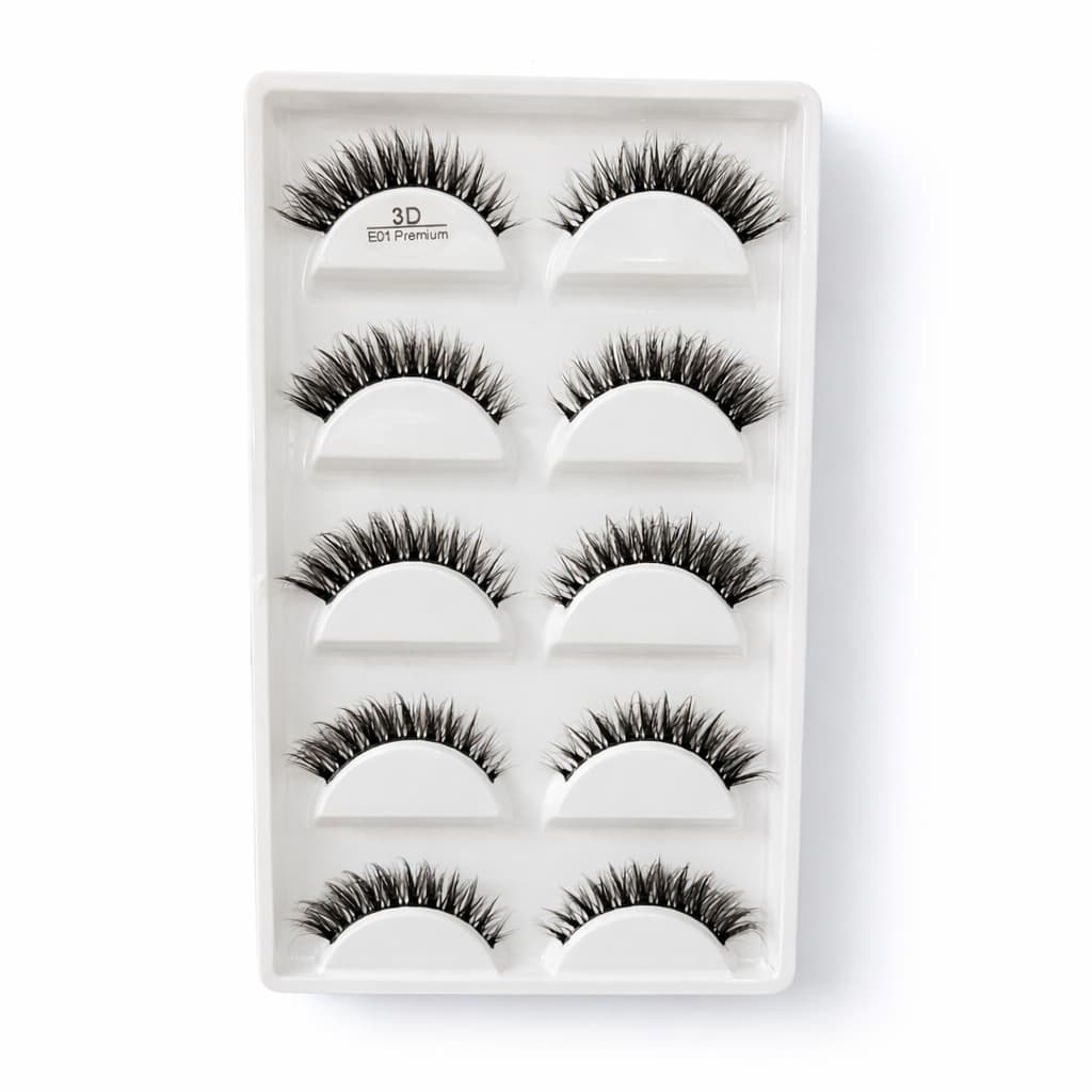 Cilios postiços 3D E01 PREMIUM - base transparente