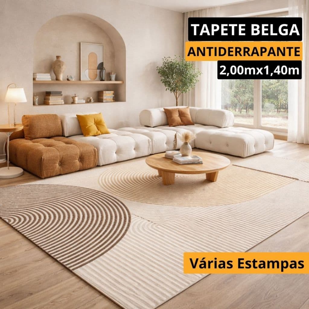 Tapete Sala Belga 2,00x1,40m Estampas Aleatórias Decorativo Antiderrapante Para Sala Quarto Estampado