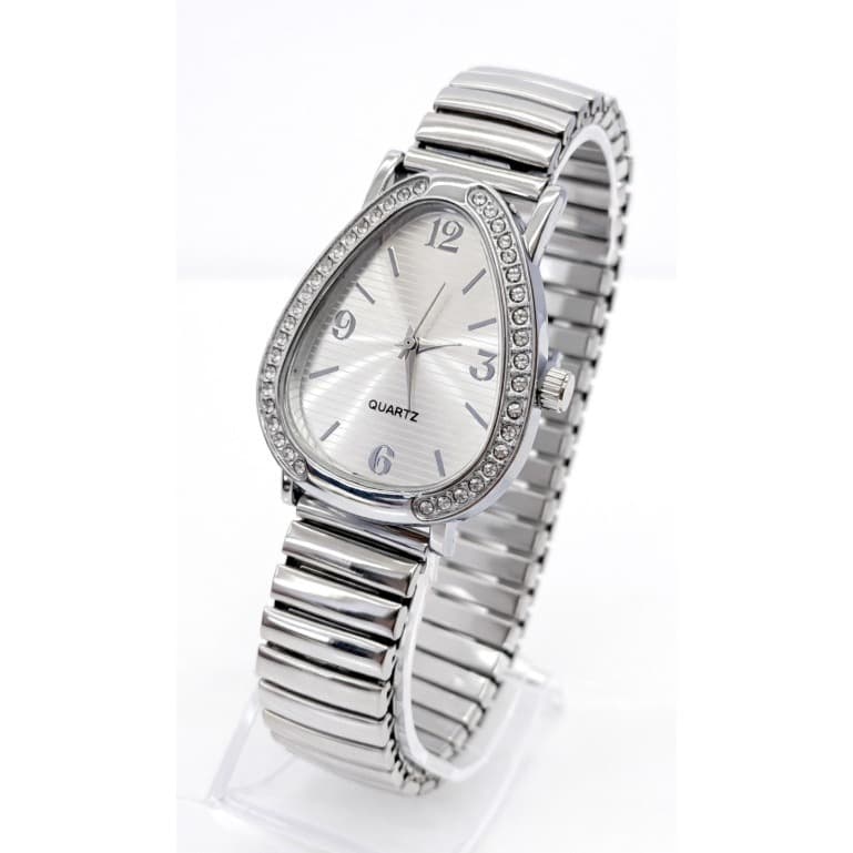 Relógio Feminino Oval Gota Cobra Strass Brilhante Premium Formato Cobra Pulseira Elástica Resistente